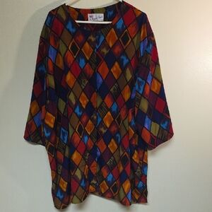 A Personal Touch Multicolor Diamond Pattern Tunic #186